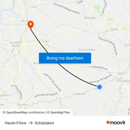 Haute-Flône to Schiplaken map