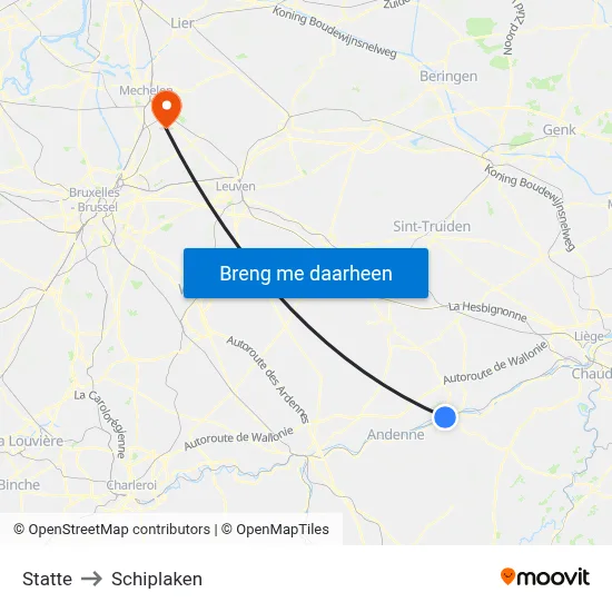 Statte to Schiplaken map