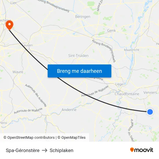Spa-Géronstère to Schiplaken map
