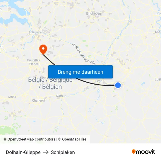 Dolhain-Gileppe to Schiplaken map