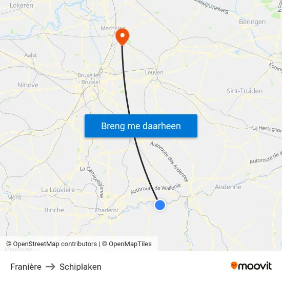 Franière to Schiplaken map