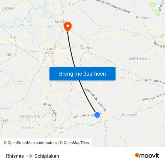 Rhisnes to Schiplaken map