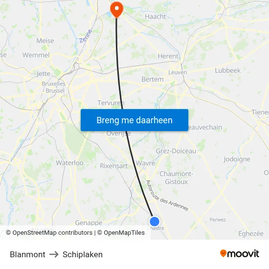 Blanmont to Schiplaken map