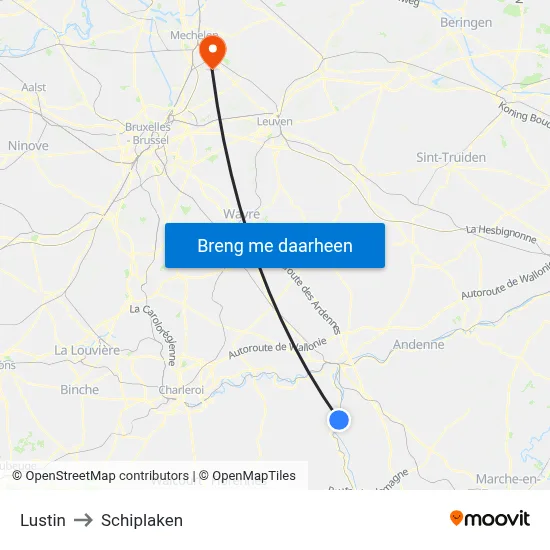 Lustin to Schiplaken map