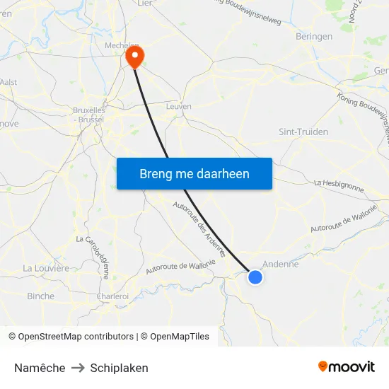 Namêche to Schiplaken map