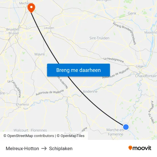 Melreux-Hotton to Schiplaken map