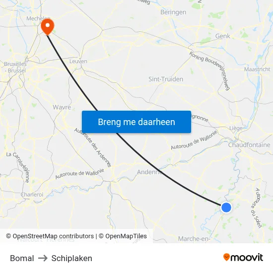 Bomal to Schiplaken map
