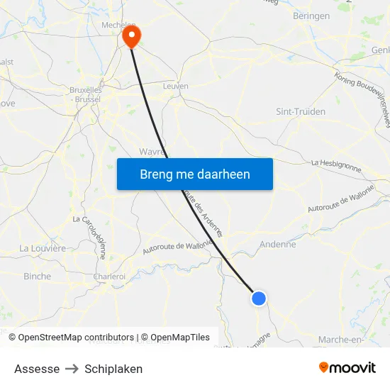 Assesse to Schiplaken map