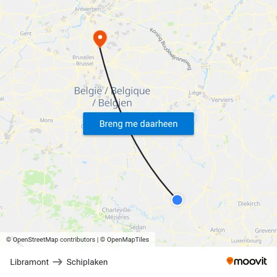 Libramont to Schiplaken map