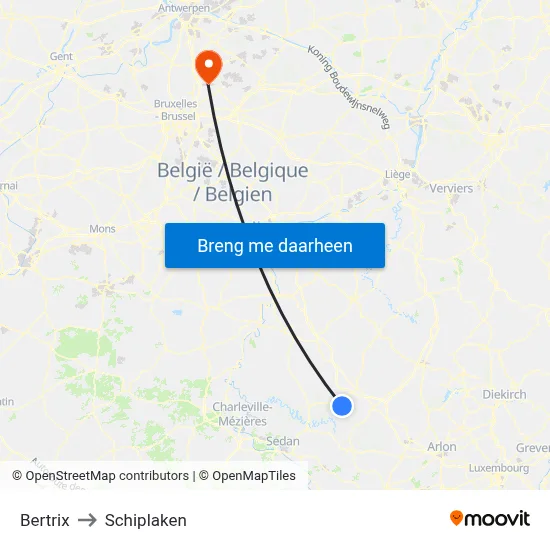 Bertrix to Schiplaken map