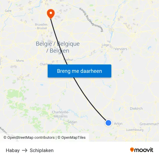 Habay to Schiplaken map