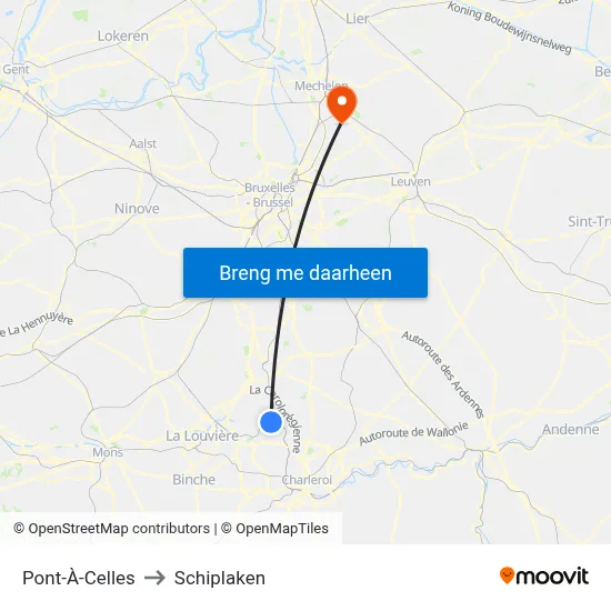 Pont-À-Celles to Schiplaken map