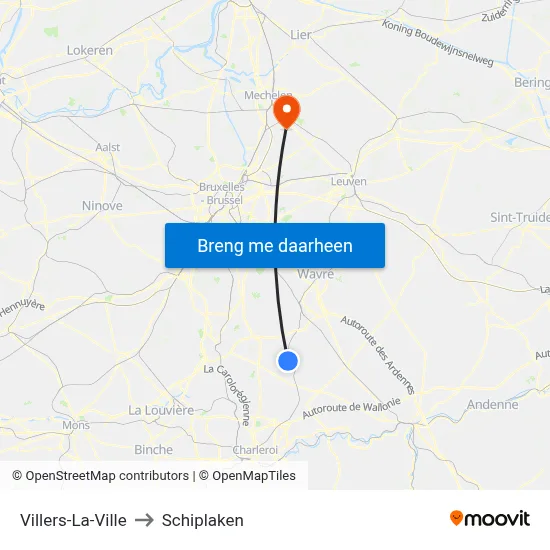 Villers-La-Ville to Schiplaken map