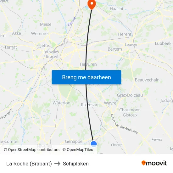 La Roche (Brabant) to Schiplaken map