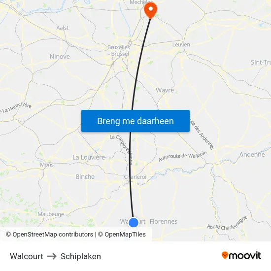 Walcourt to Schiplaken map