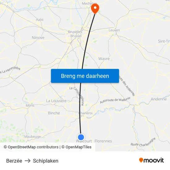 Berzée to Schiplaken map