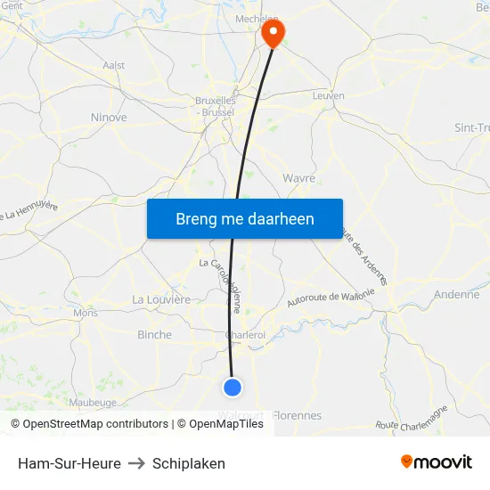 Ham-Sur-Heure to Schiplaken map