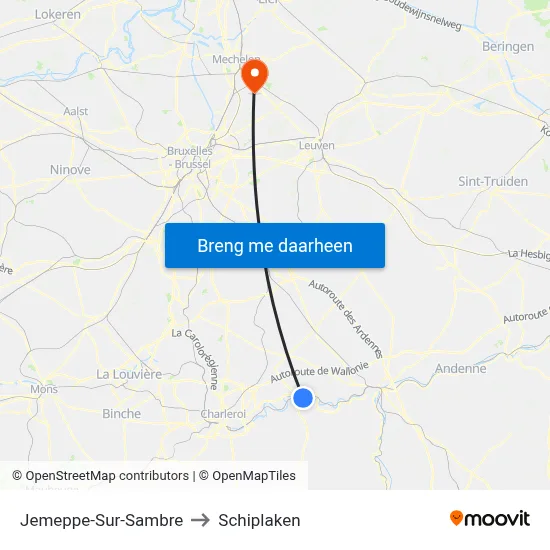 Jemeppe-Sur-Sambre to Schiplaken map