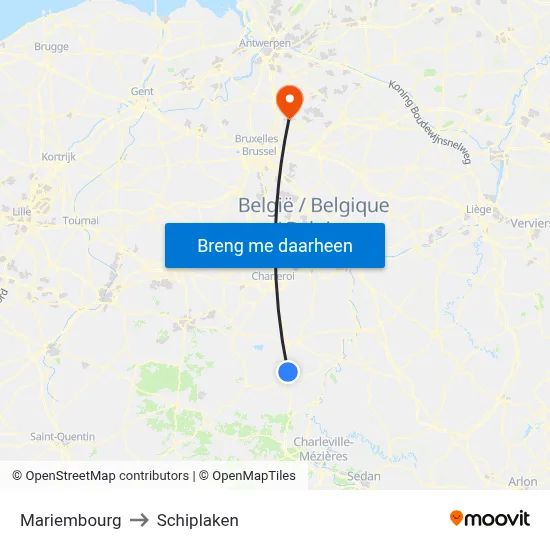 Mariembourg to Schiplaken map
