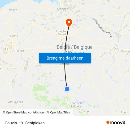 Couvin to Schiplaken map