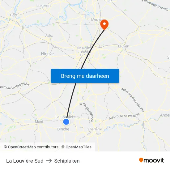 La Louvière-Sud to Schiplaken map