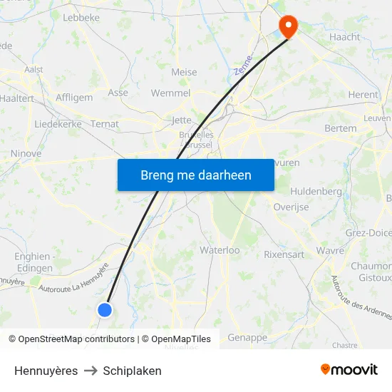 Hennuyères to Schiplaken map