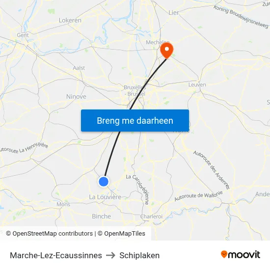 Marche-Lez-Ecaussinnes to Schiplaken map