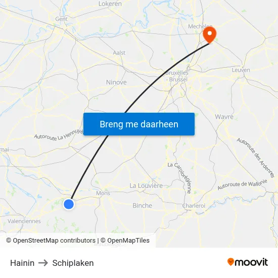 Hainin to Schiplaken map