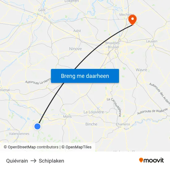Quiévrain to Schiplaken map