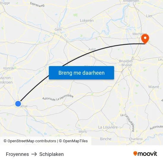 Froyennes to Schiplaken map