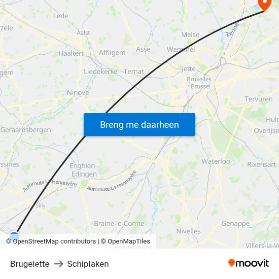 Brugelette to Schiplaken map