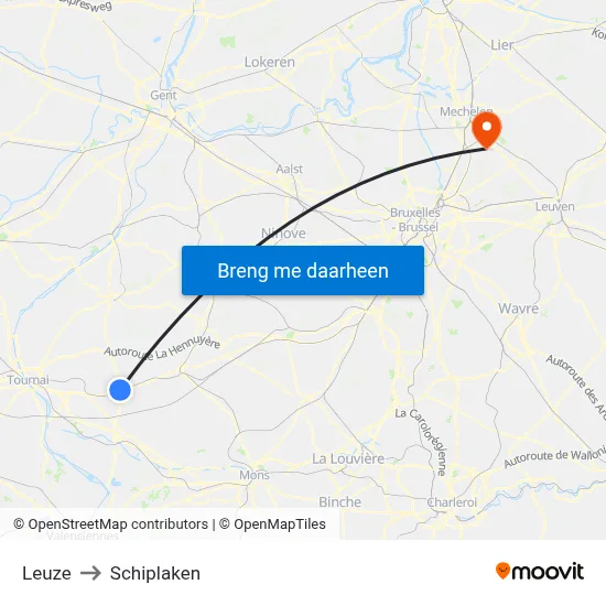 Leuze to Schiplaken map