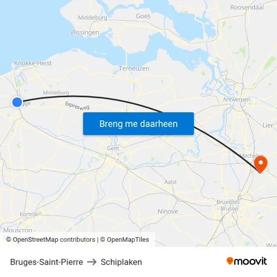 Bruges-Saint-Pierre to Schiplaken map