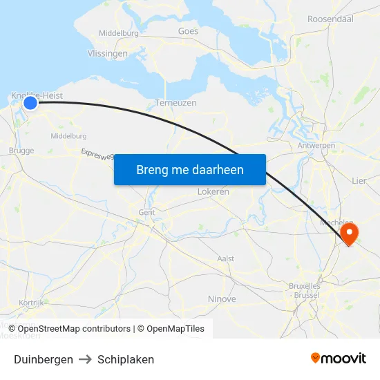 Duinbergen to Schiplaken map