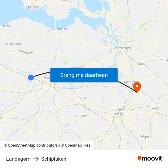Landegem to Schiplaken map