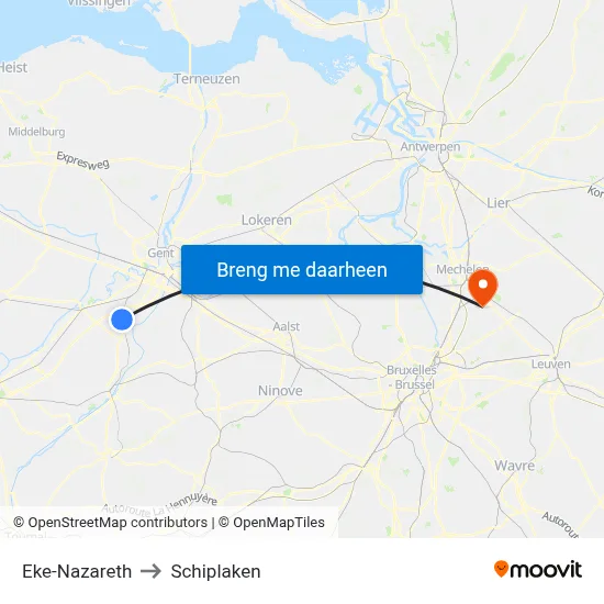 Eke-Nazareth to Schiplaken map