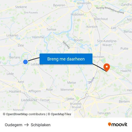 Oudegem to Schiplaken map