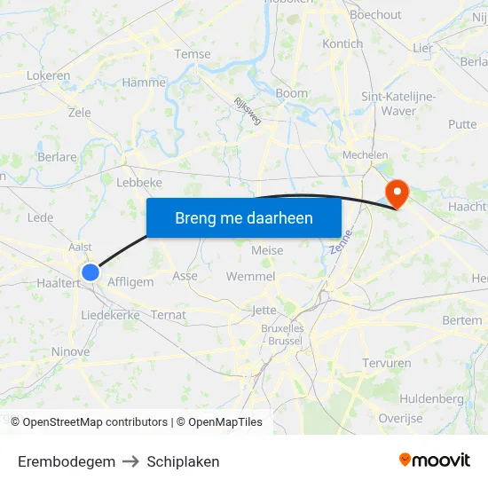 Erembodegem to Schiplaken map