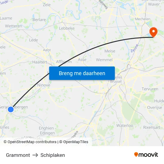 Grammont to Schiplaken map