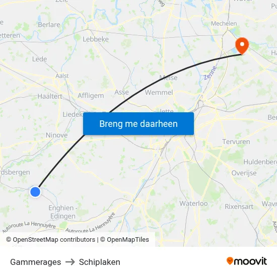 Gammerages to Schiplaken map