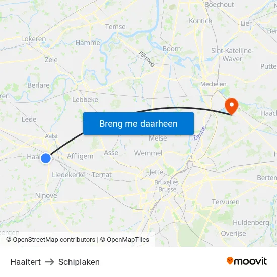 Haaltert to Schiplaken map