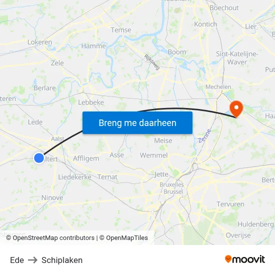 Ede to Schiplaken map
