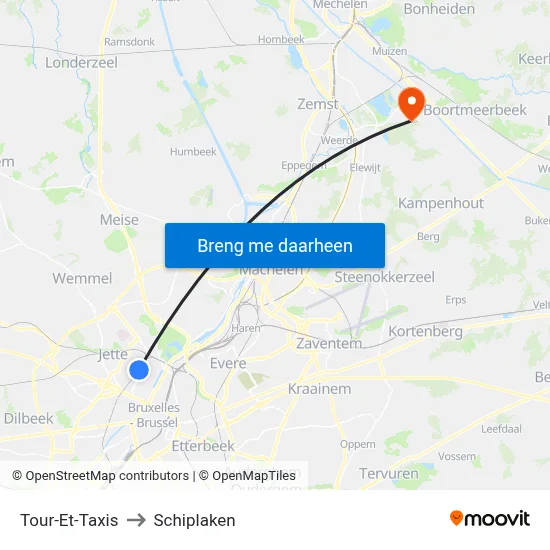 Tour-Et-Taxis to Schiplaken map