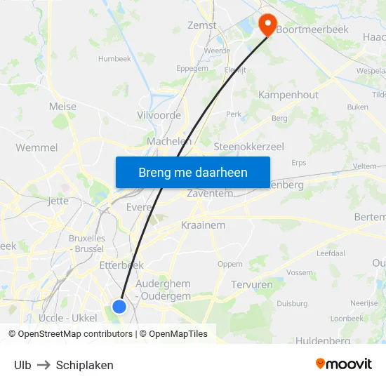 Ulb to Schiplaken map