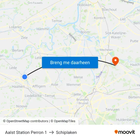 Aalst Station Perron 1 to Schiplaken map