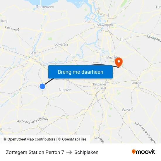 Zottegem Station Perron 7 to Schiplaken map