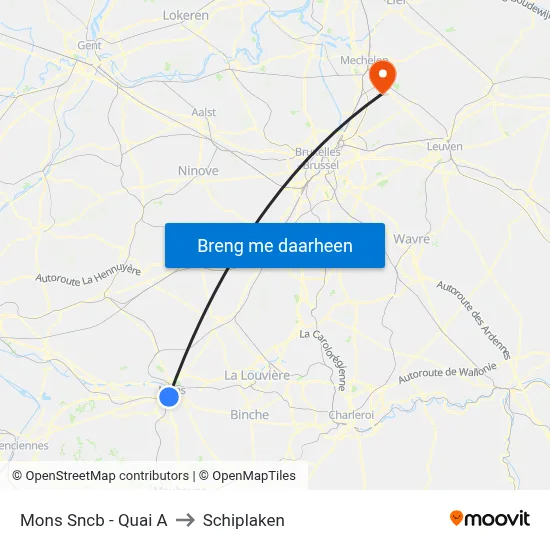 Mons Sncb - Quai A to Schiplaken map
