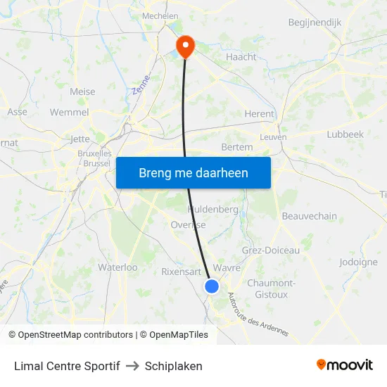 Limal Centre Sportif to Schiplaken map