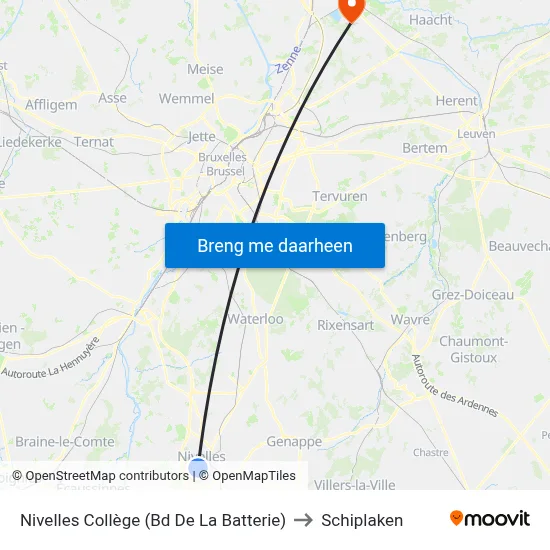 Nivelles Collège (Bd De La Batterie) to Schiplaken map