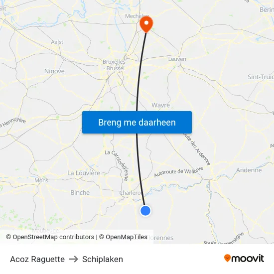 Acoz Raguette to Schiplaken map